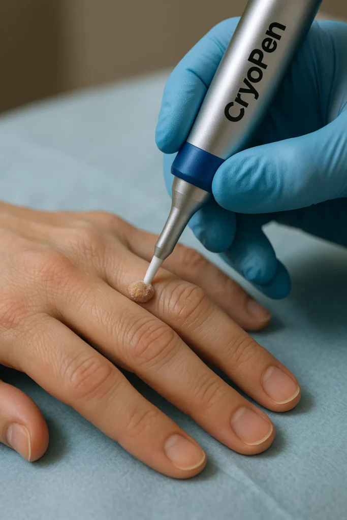 example of cryopen wart removal Brent Park treatment on a persons finger