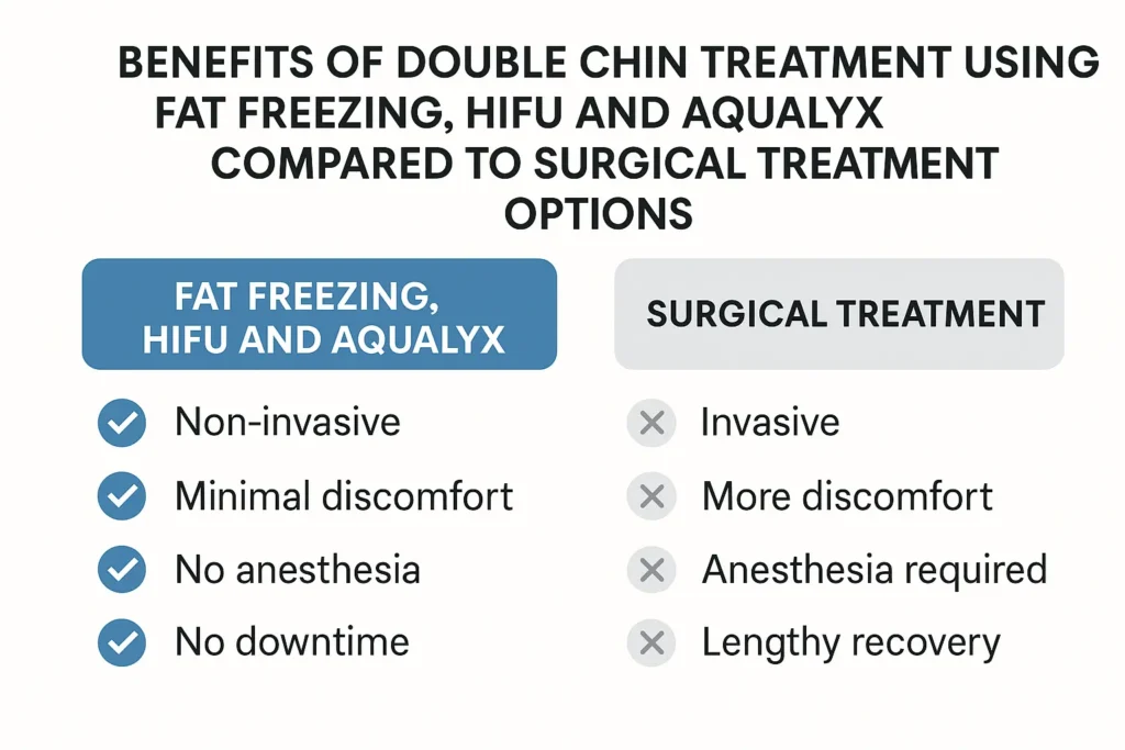 Graphic about the benefits of double chin treatment Brent Park - from LA LIPO