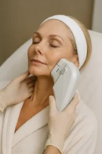 Woman receiving HIFU non surgical facelift treatment Brent Park