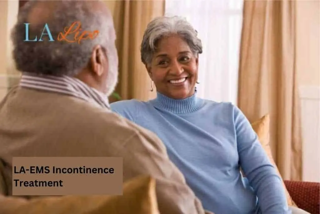 Couple sat smiling at each other - LA-EMS treatment Brent Park